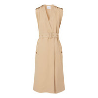 Robe trench à col en V sans manches en viscose - Soft Fawn