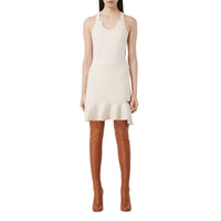 Robe péplum en laine à découpe - Oatmeal
