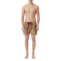Short de bain à imprimé carte - Bright Orange Check