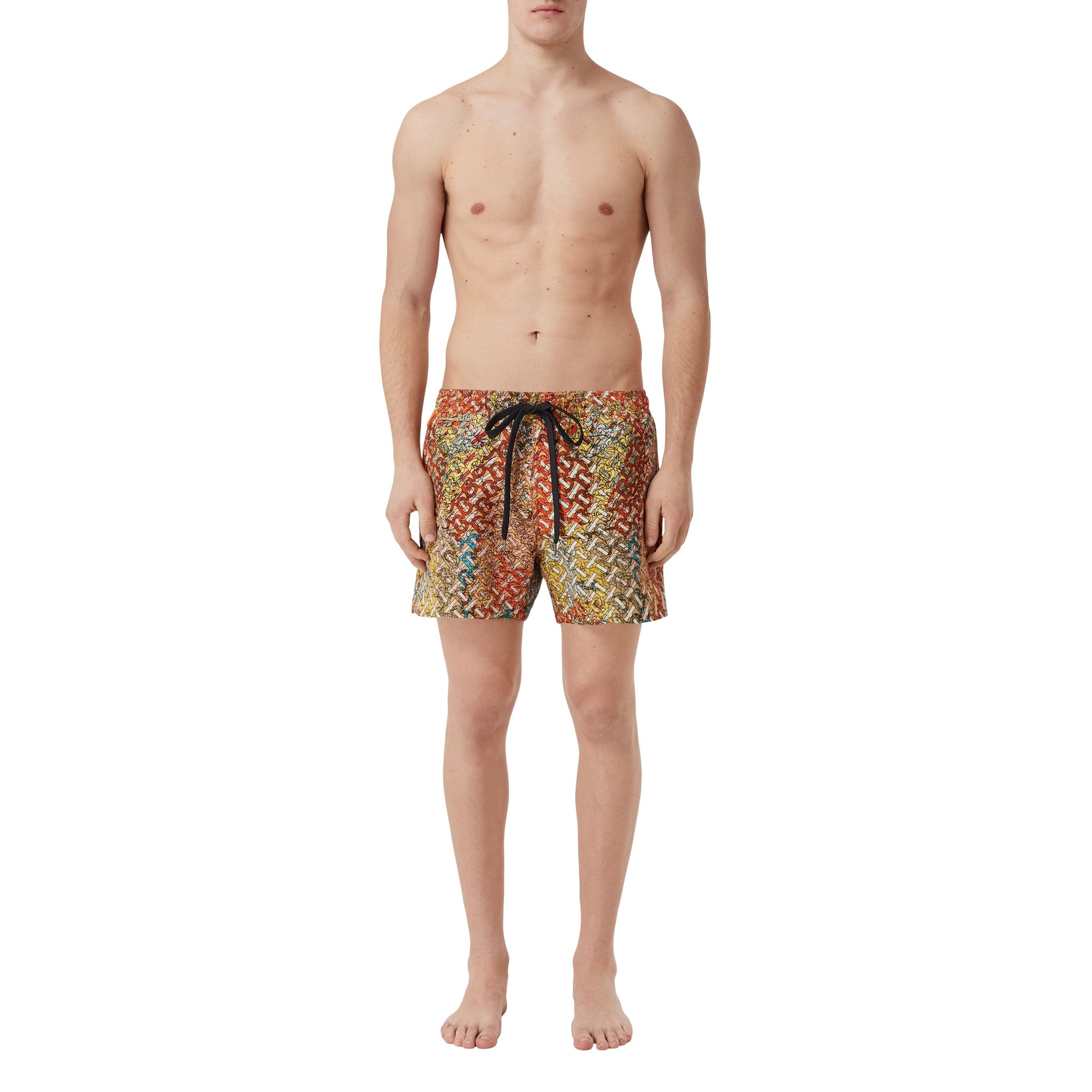 Short de bain à imprimé carte - Bright Orange Check