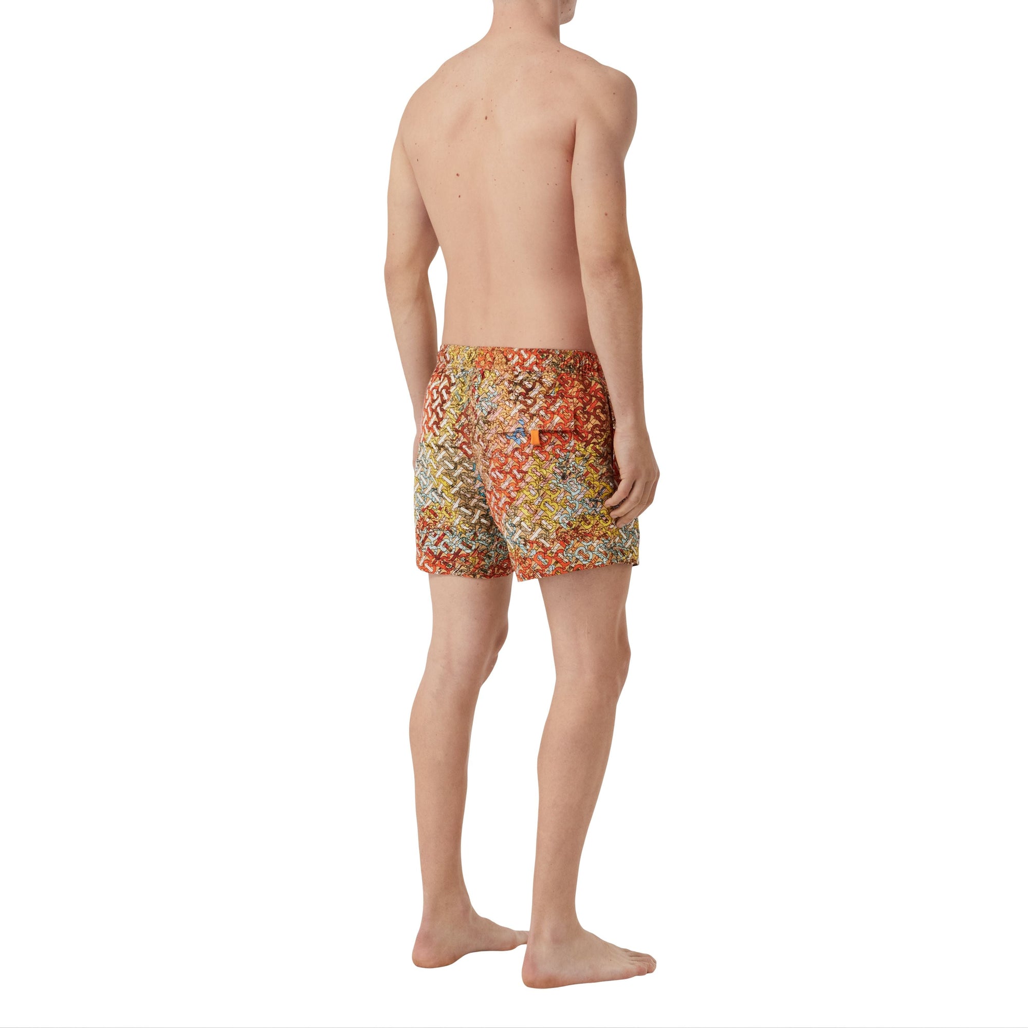 Short de bain à imprimé carte - Bright Orange Check