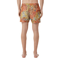 Short de bain à imprimé carte - Bright Orange Check