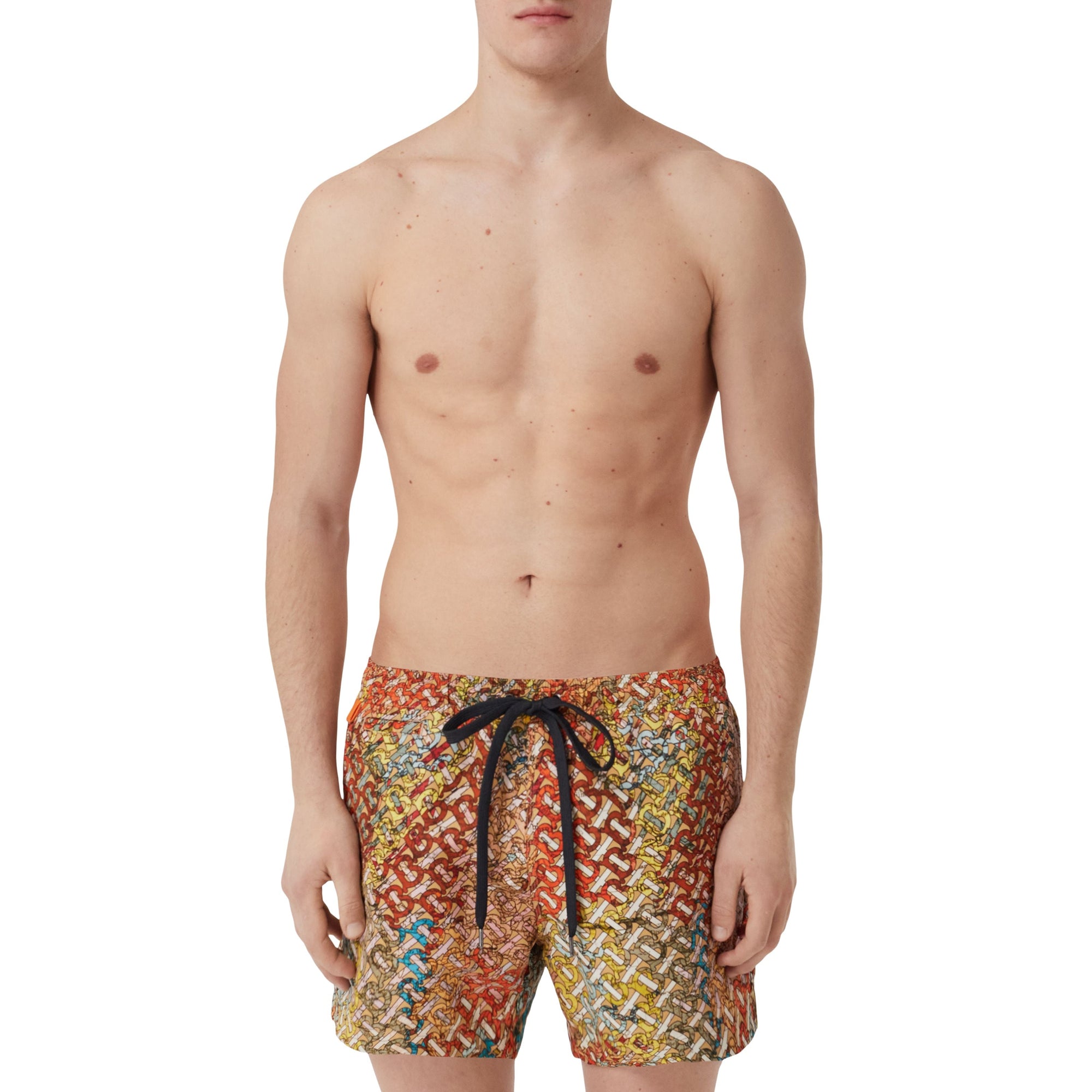 Short de bain à imprimé carte - Bright Orange Check