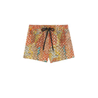 Short de bain à imprimé carte - Bright Orange Check