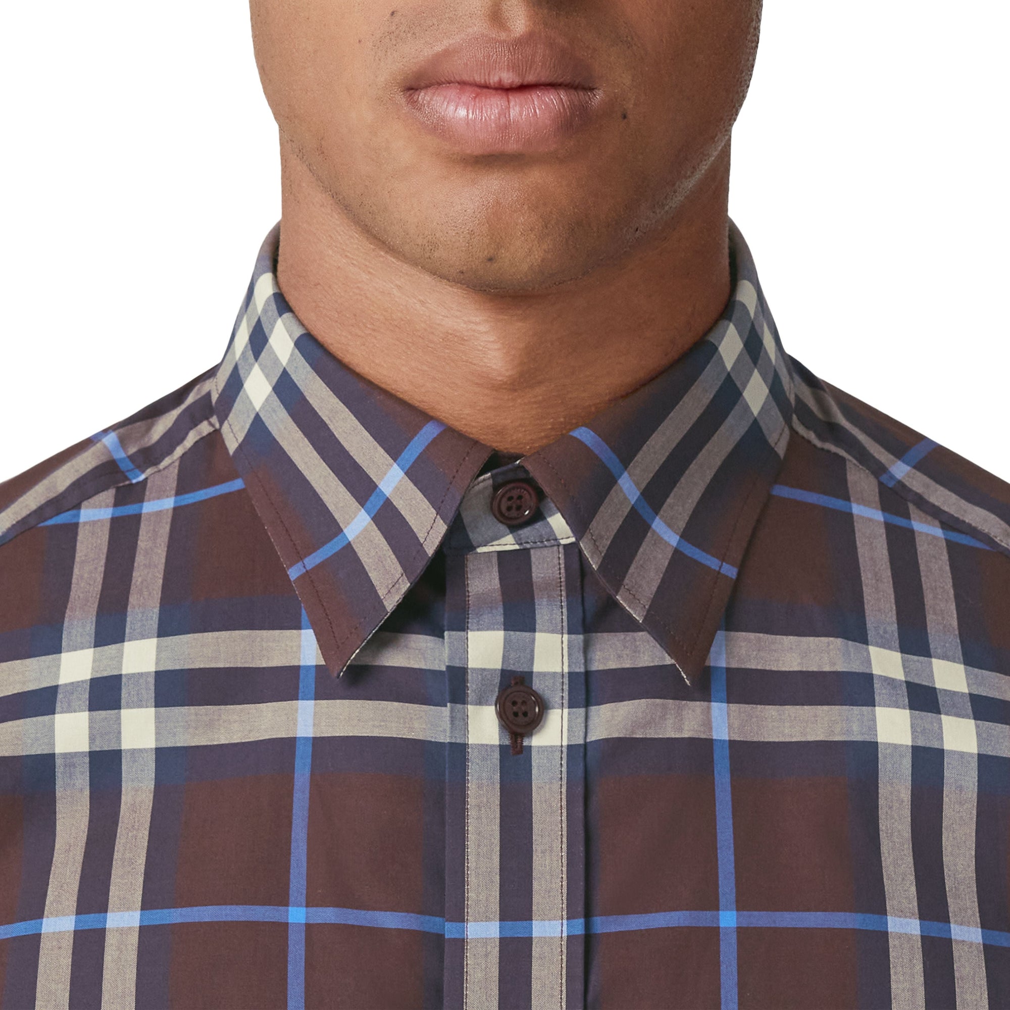 Chemise à motif check à col en pointe - Deep Maroon Check