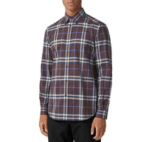 Chemise à motif check à col en pointe - Deep Maroon Check