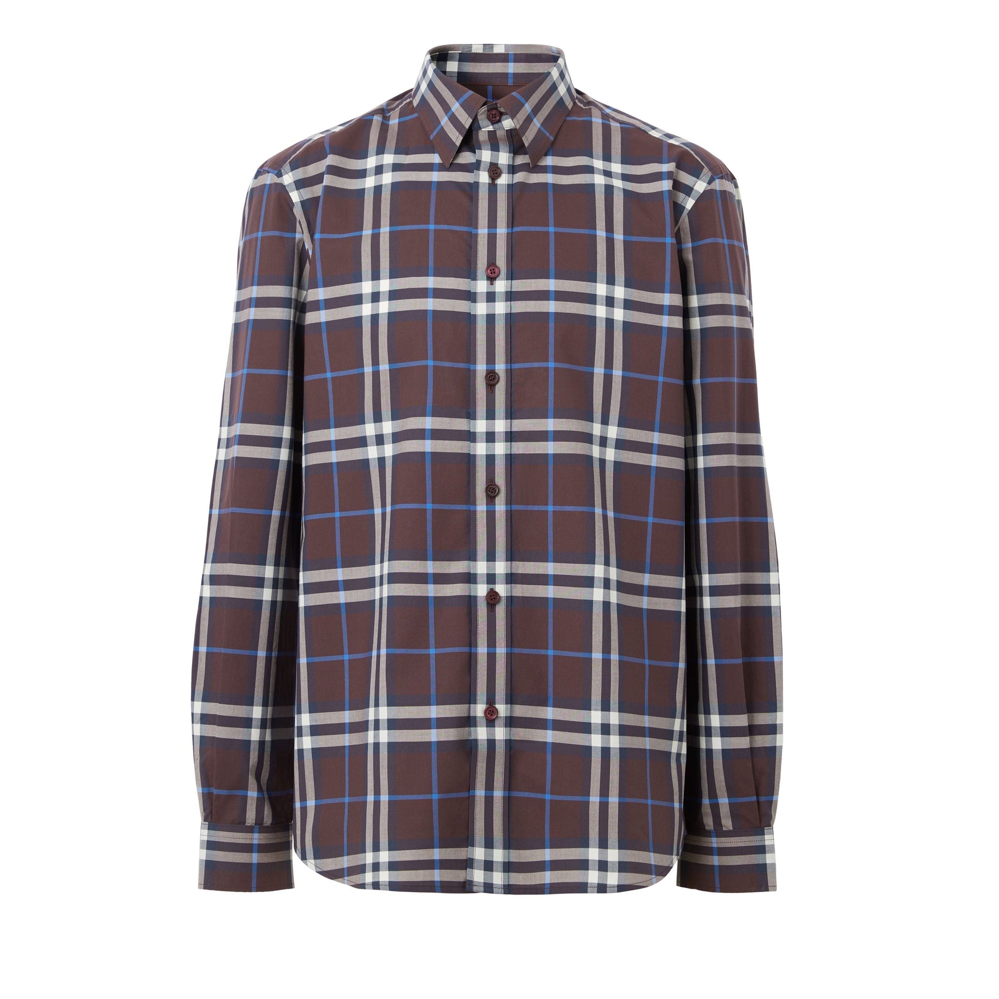 Chemise à motif check à col en pointe - Deep Maroon Check
