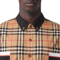 Chemise à manches courtes à carreaux patchwork - Archive Beige Check