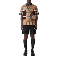 Chemise à manches courtes à carreaux patchwork - Archive Beige Check