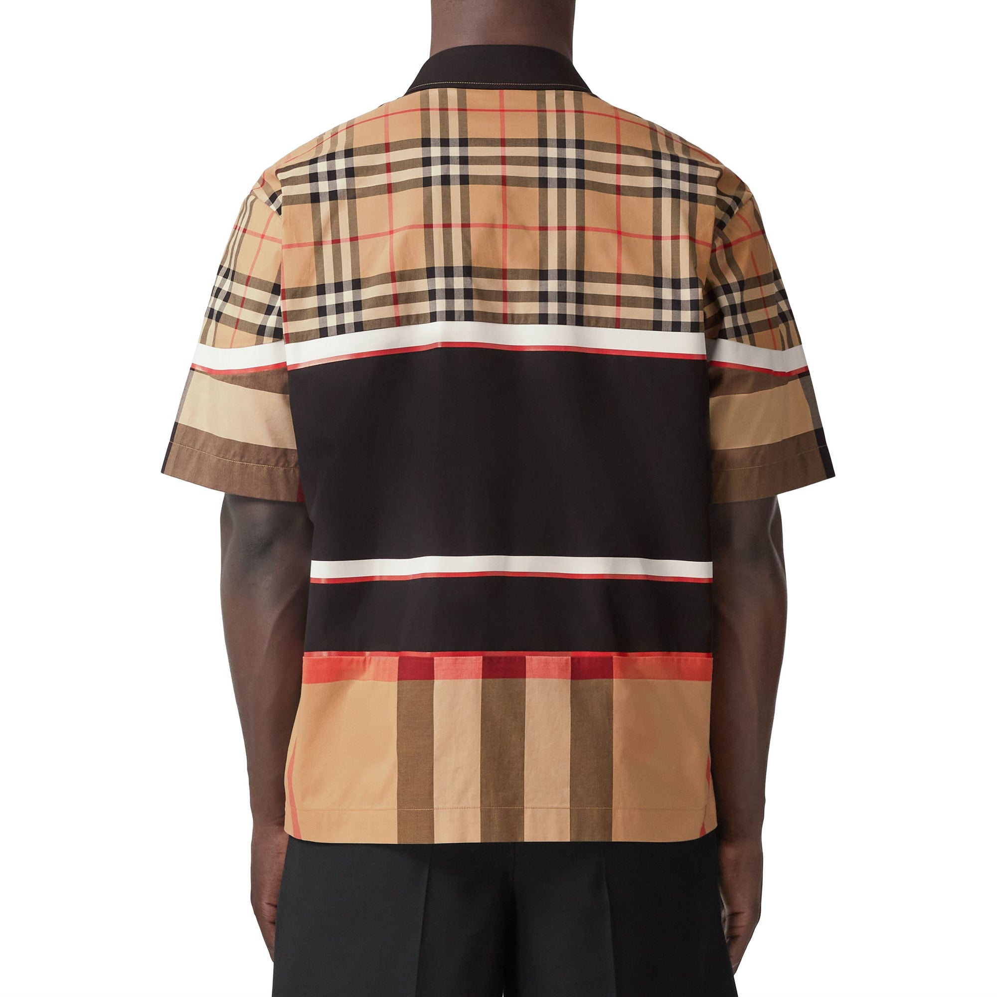 Chemise à manches courtes à carreaux patchwork - Archive Beige Check
