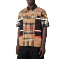 Chemise à manches courtes à carreaux patchwork - Archive Beige Check