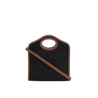 Mini sac Pocket en coton technique et cuir - Black & Tan
