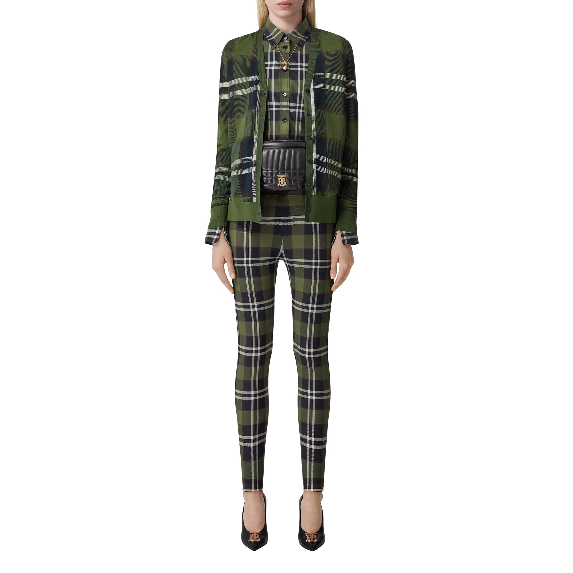 Legging stretch Vintage Check - Dark Olive Green Check