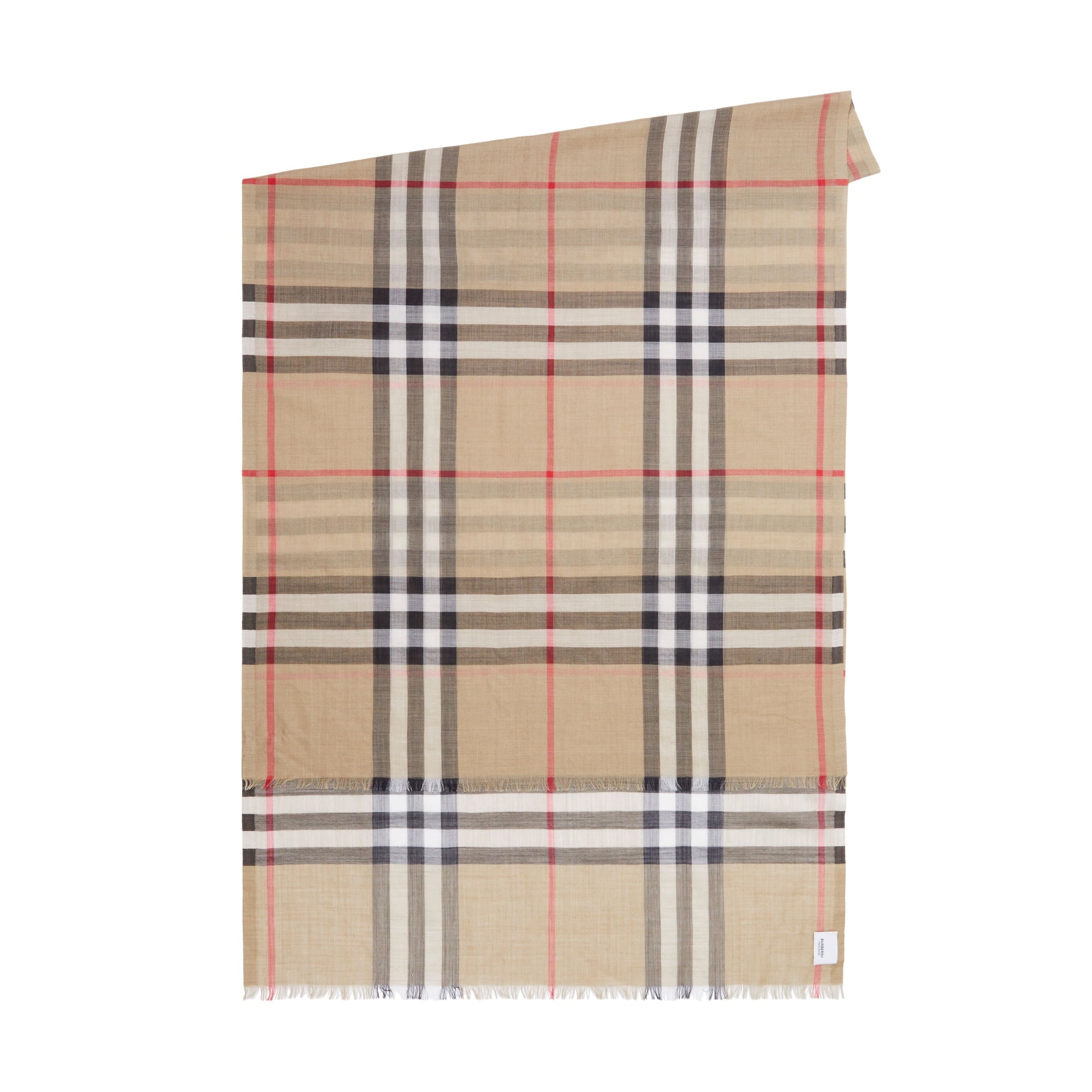 Écharpe en laine et soie à motif check - Archive Beige