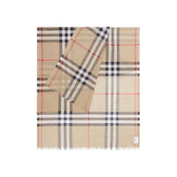 Écharpe en laine et soie à motif check - Archive Beige