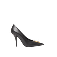Escarpins à bout pointu 100 en cuir monogramme - Black