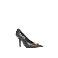 Escarpins à bout pointu 100 en cuir monogramme - Black