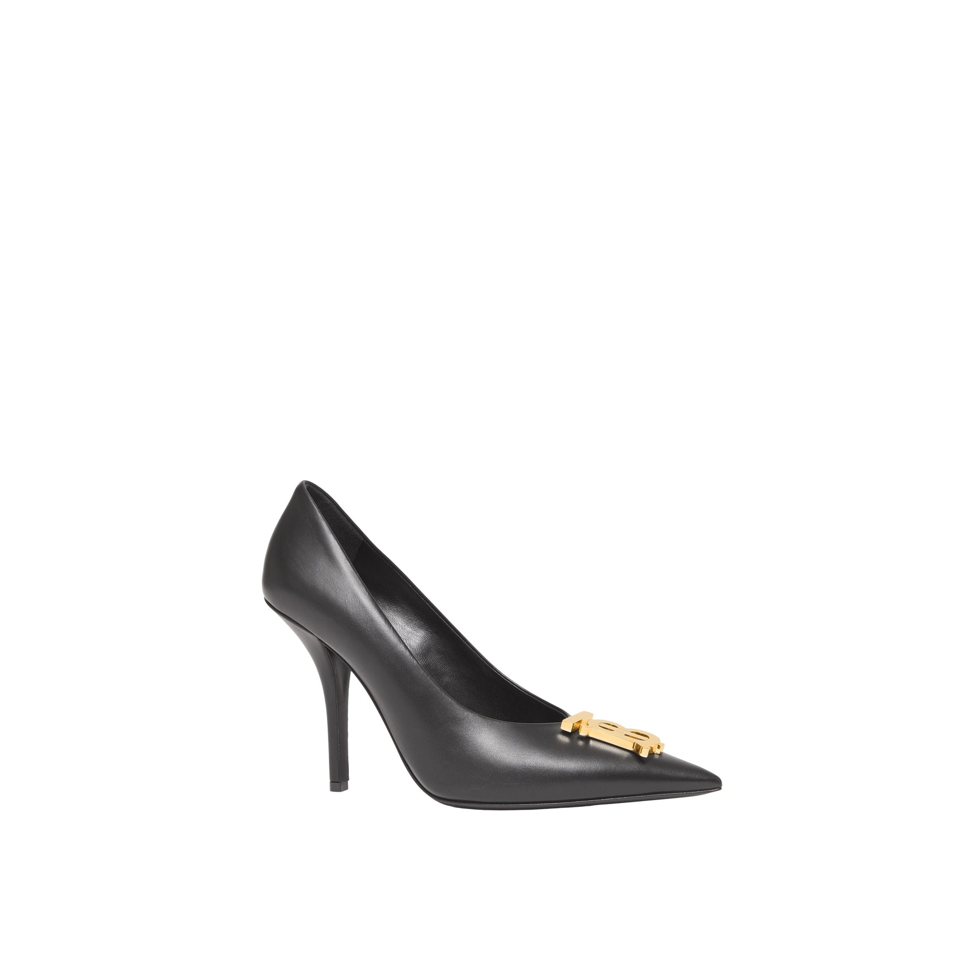 Escarpins à bout pointu 100 en cuir monogramme - Black