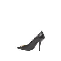 Escarpins à bout pointu 100 en cuir monogramme - Black