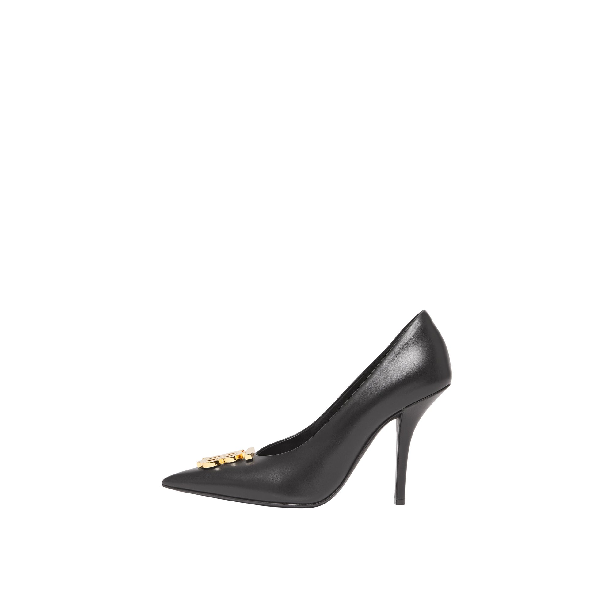 Escarpins à bout pointu 100 en cuir monogramme - Black