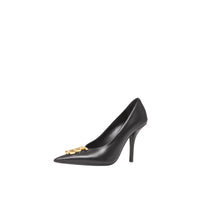 Escarpins à bout pointu 100 en cuir monogramme - Black