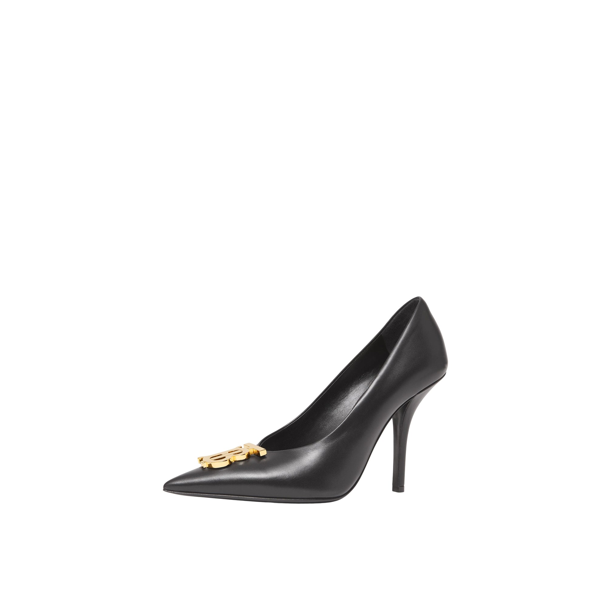 Escarpins à bout pointu 100 en cuir monogramme - Black
