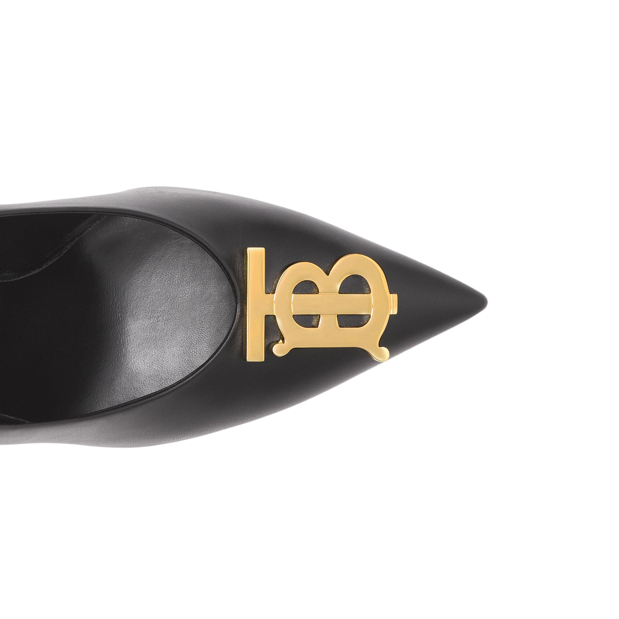 Escarpins à bout pointu 100 en cuir monogramme - Black