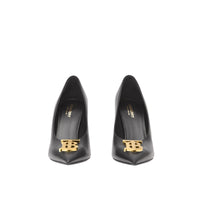 Escarpins à bout pointu 100 en cuir monogramme - Black