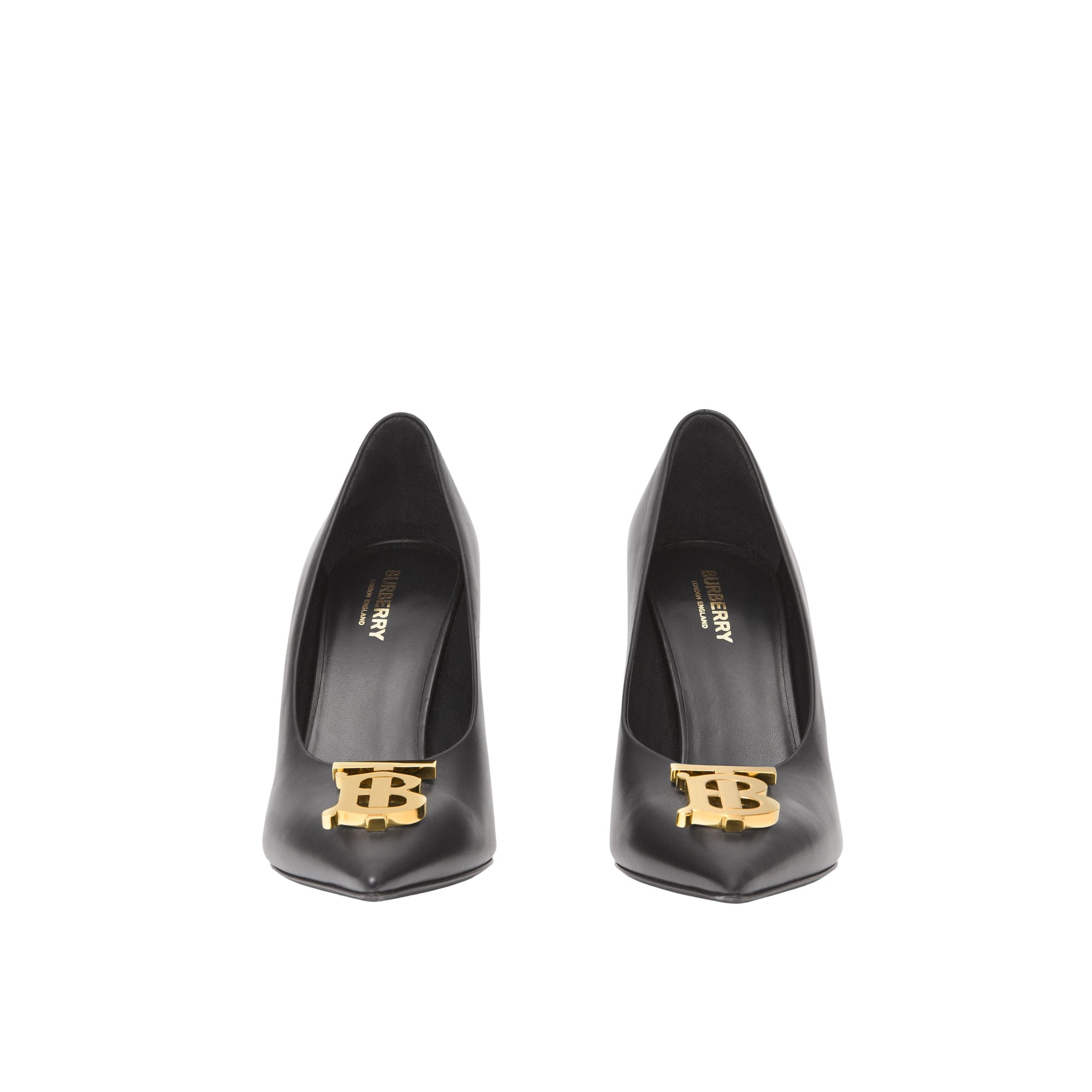 Escarpins à bout pointu 100 en cuir monogramme - Black