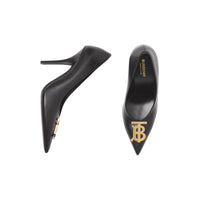 Escarpins à bout pointu 100 en cuir monogramme - Black