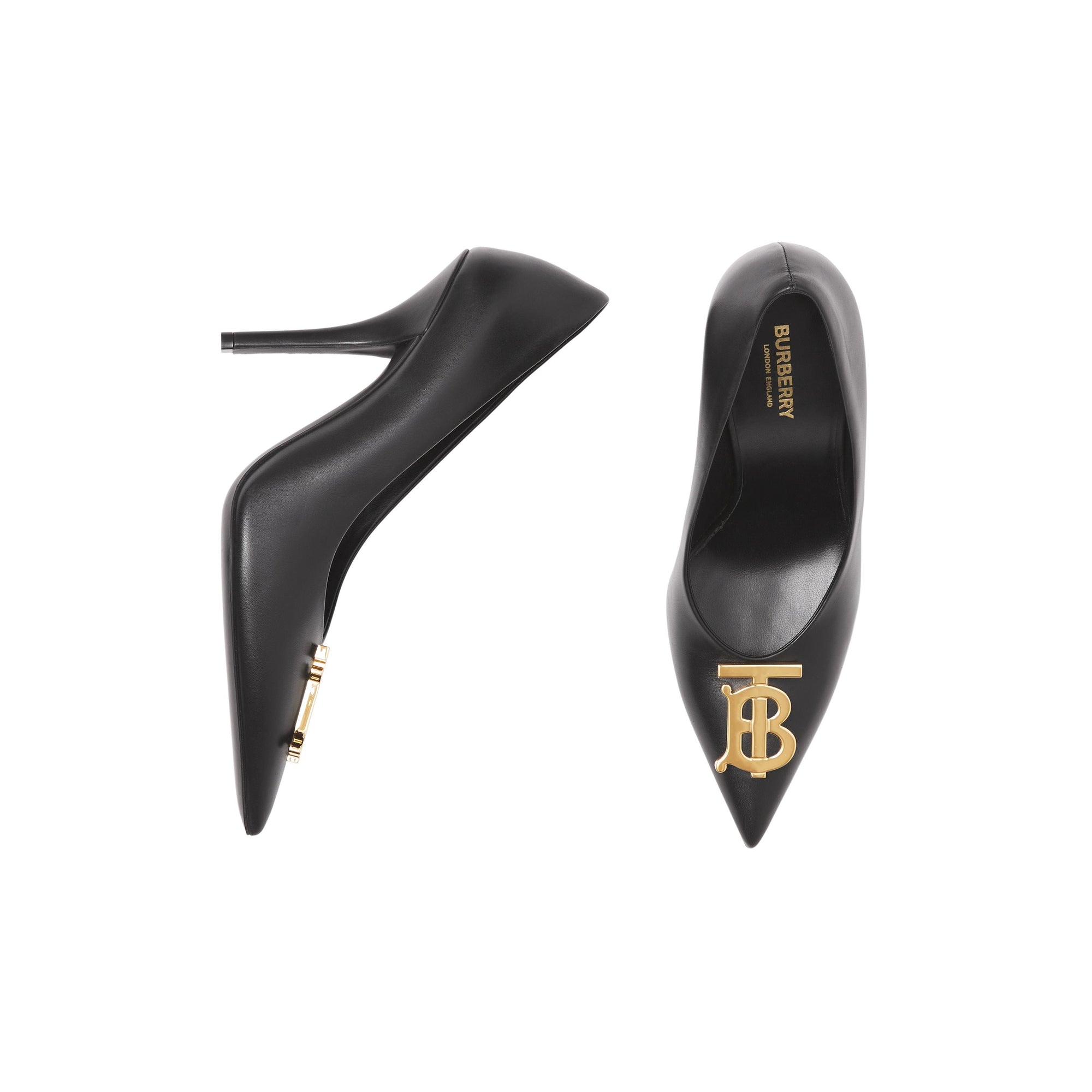 Escarpins à bout pointu 100 en cuir monogramme - Black