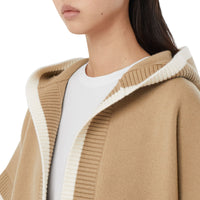 Cape à capuche en laine et cachemire - Archive Beige