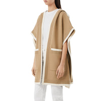 Cape à capuche en laine et cachemire - Archive Beige