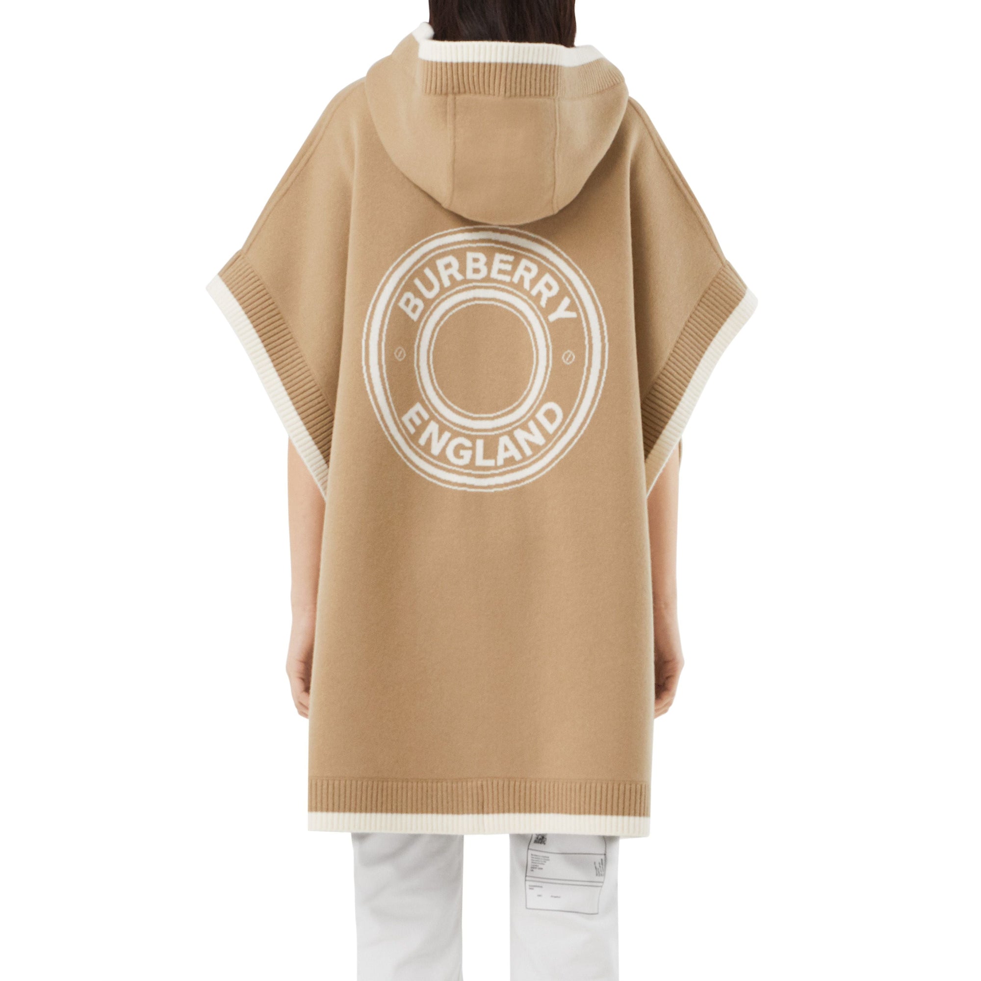Cape à capuche en laine et cachemire - Archive Beige