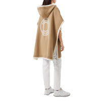 Cape à capuche en laine et cachemire - Archive Beige