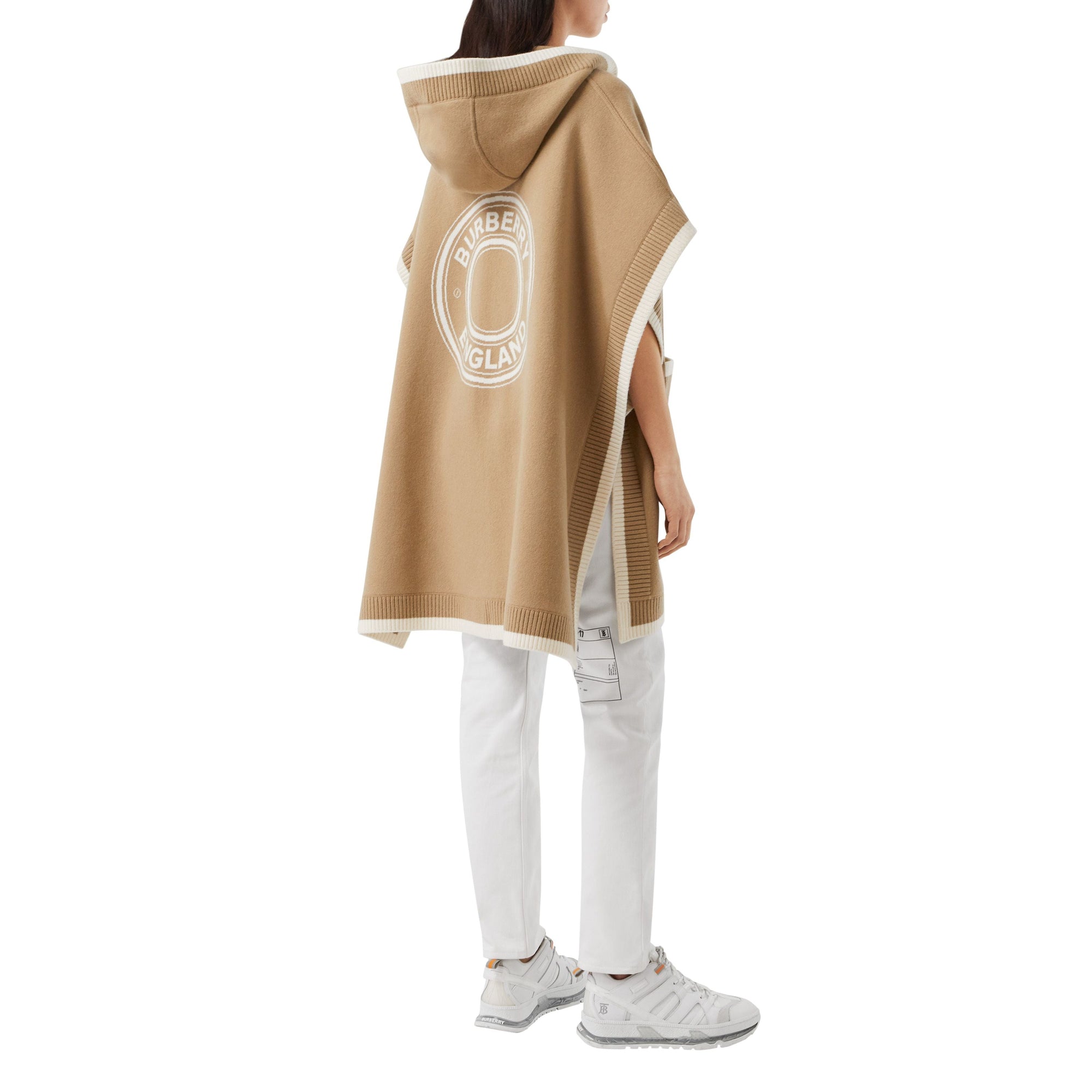 Cape à capuche en laine et cachemire - Archive Beige
