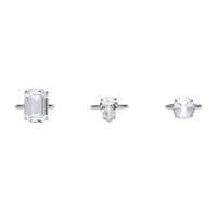 Trio de bagues plaquées à solitaire en cristal - Crystal & Palladio