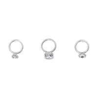 Trio de bagues plaquées à solitaire en cristal - Crystal & Palladio