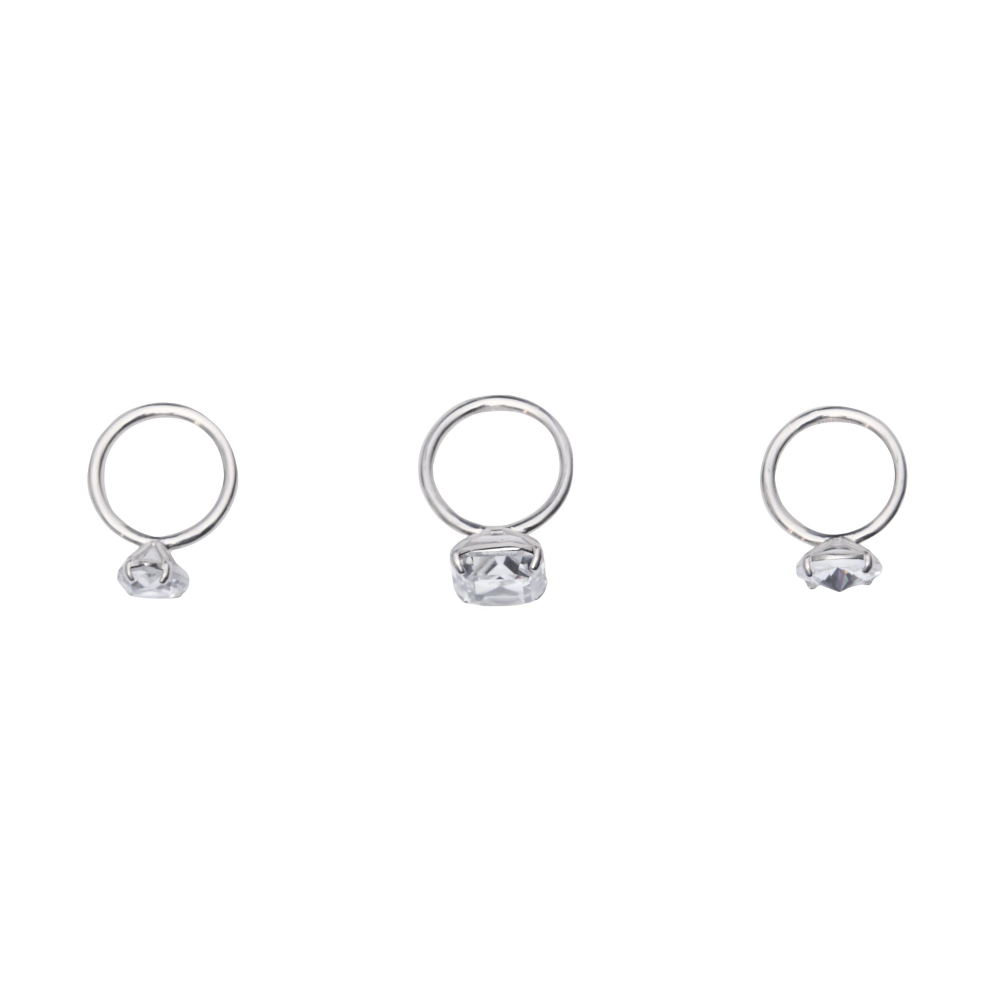 Trio de bagues plaquées à solitaire en cristal - Crystal & Palladio