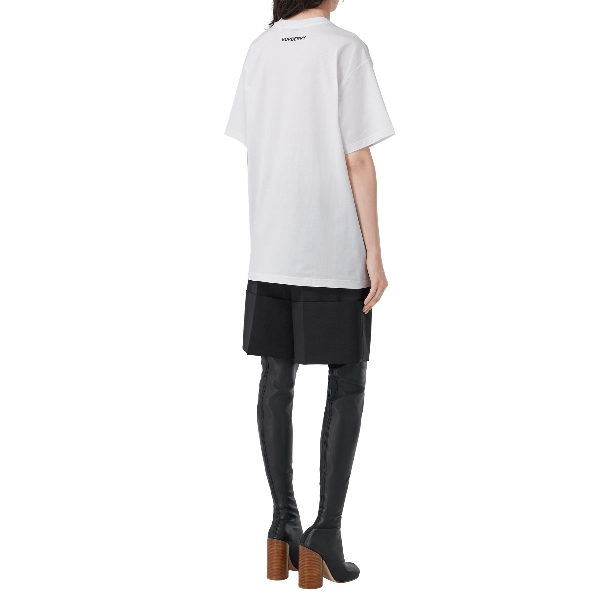 T-shirt oversize en coton à imprimé daim - White