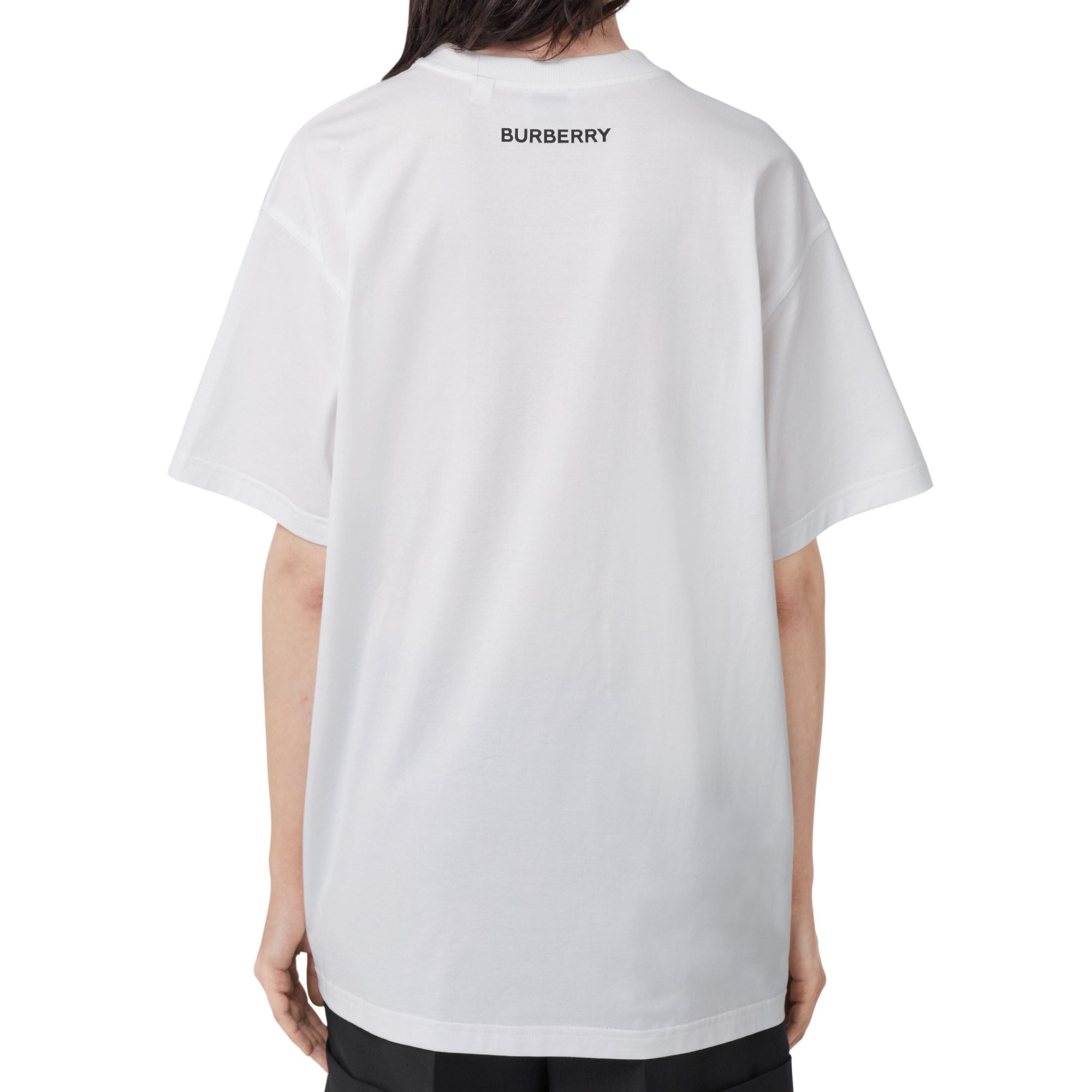 T-shirt oversize en coton à imprimé daim - White