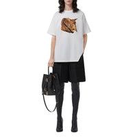 T-shirt oversize en coton à imprimé daim - White