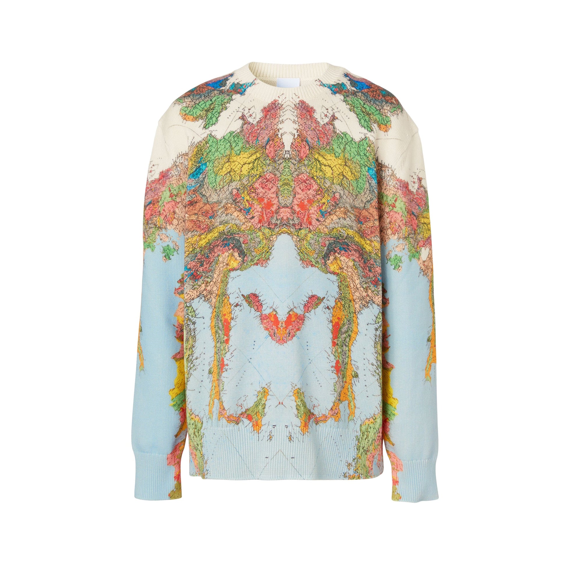 Pull en coton à imprimé carte - Pale Blue