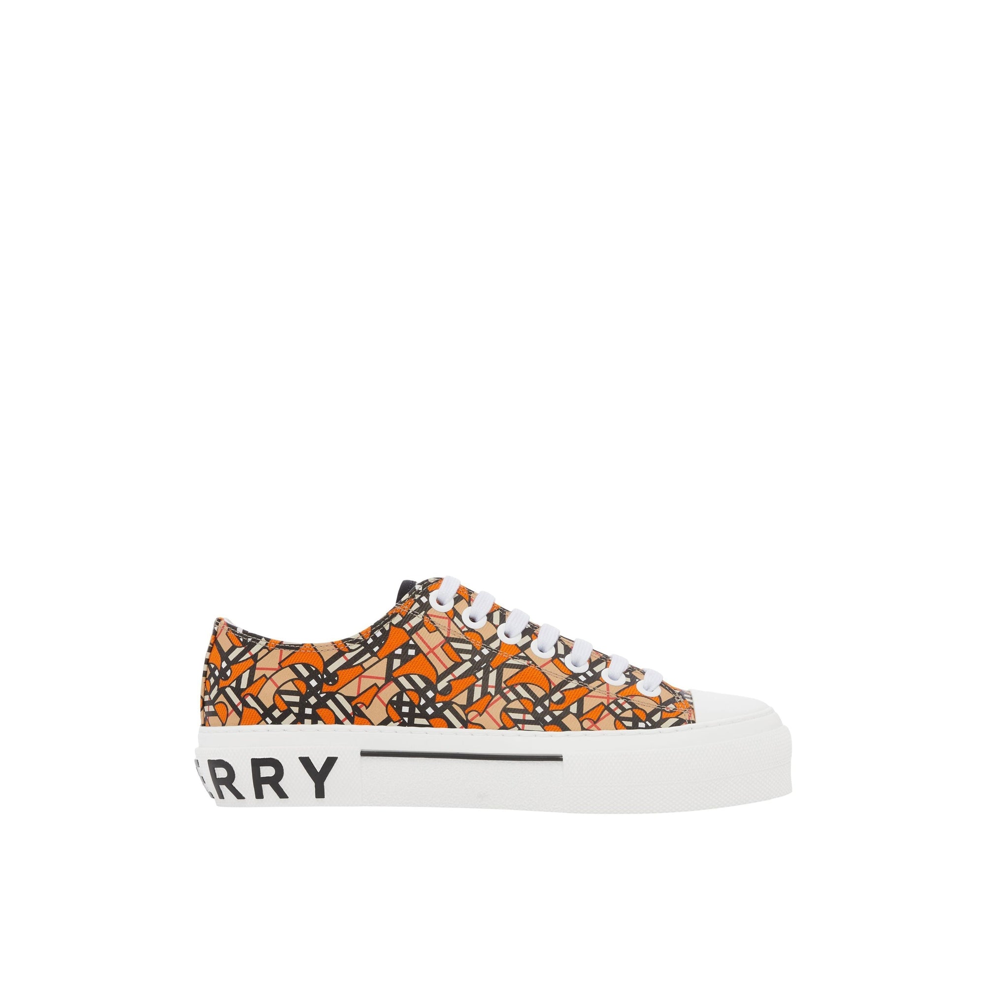 Sneakers en toile de lin et coton à motif monogramme - Bright Orange
