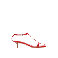 Sandales à talon aiguille en cuir gaufré - Bright Red
