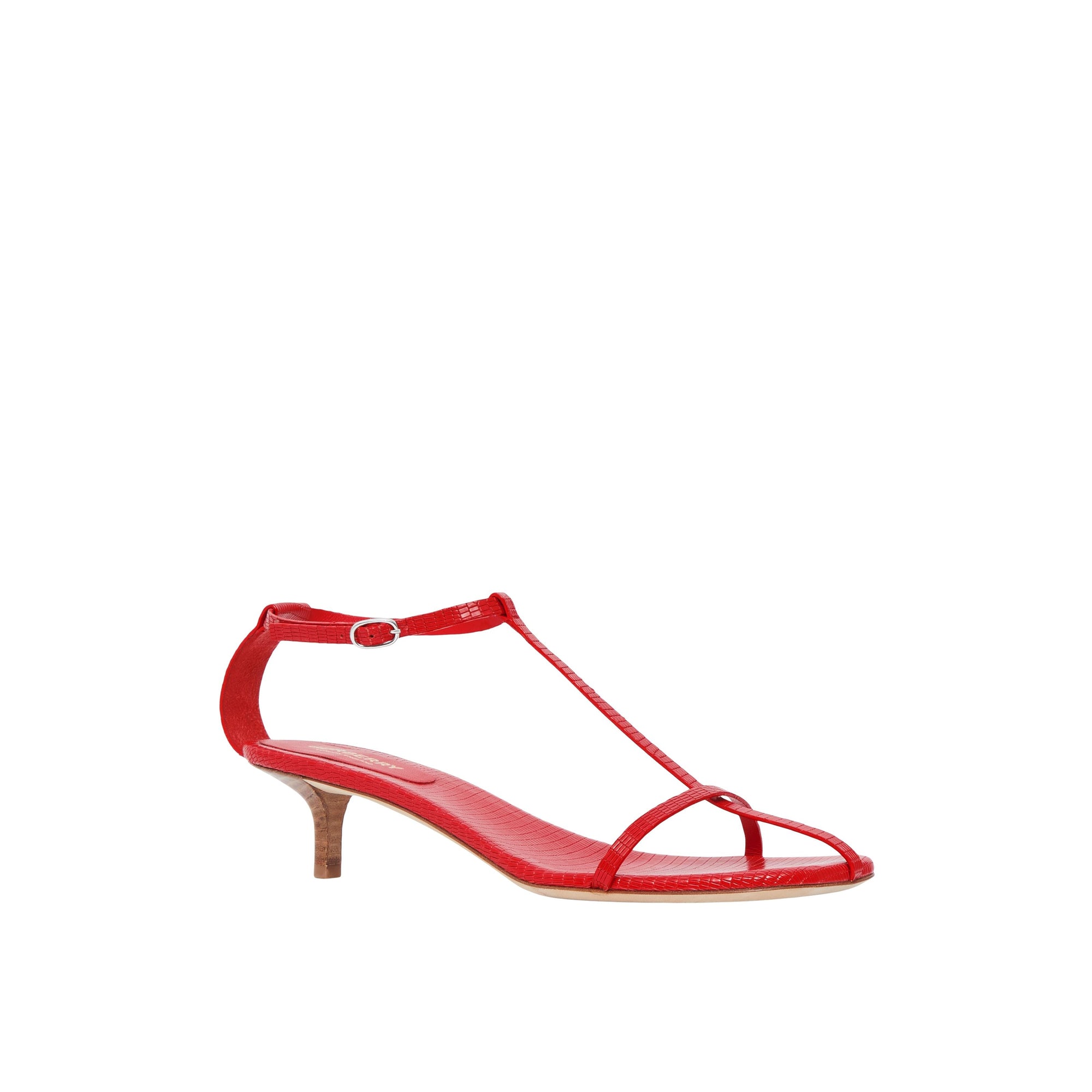 Sandales à talon aiguille en cuir gaufré - Bright Red
