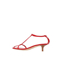 Sandales à talon aiguille en cuir gaufré - Bright Red