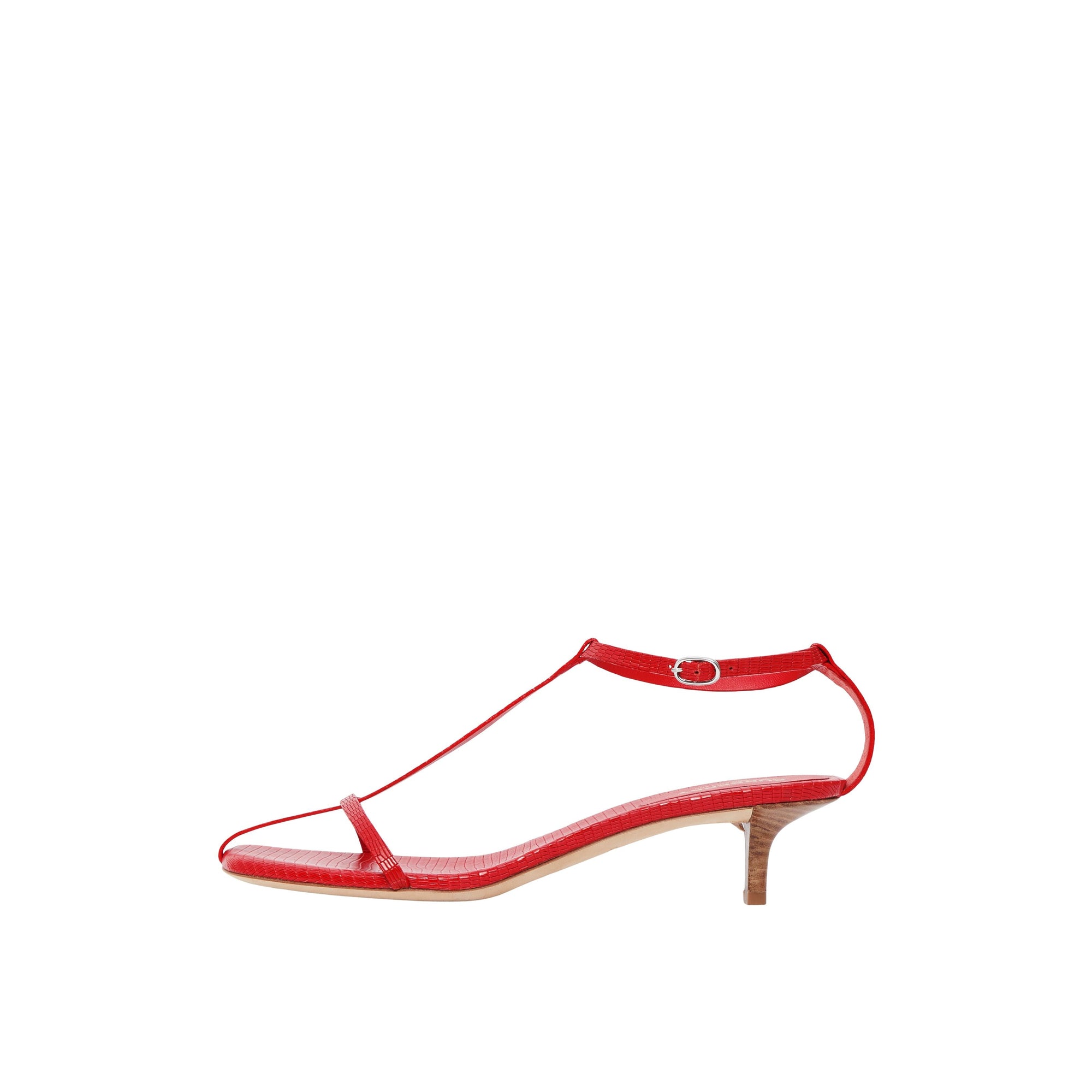 Sandales à talon aiguille en cuir gaufré - Bright Red