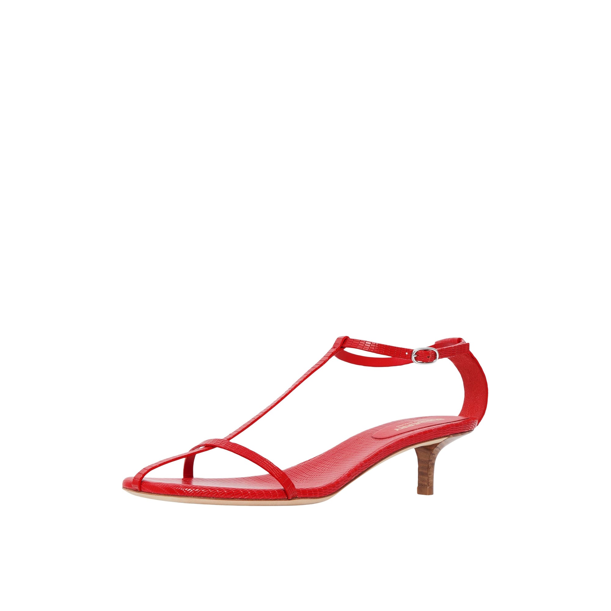 Sandales à talon aiguille en cuir gaufré - Bright Red