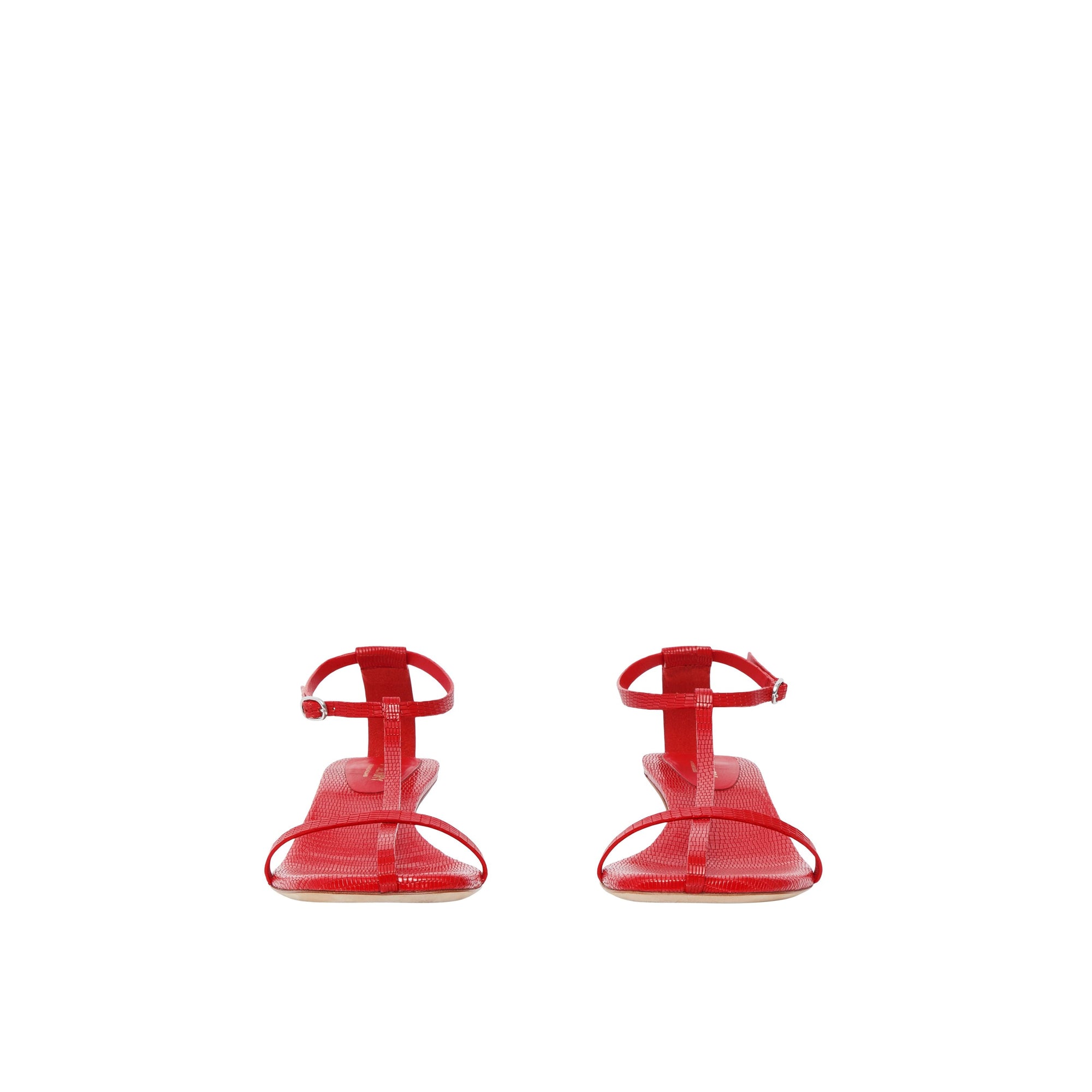 Sandales à talon aiguille en cuir gaufré - Bright Red
